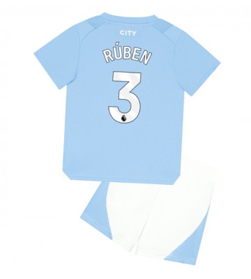 Manchester City Ruben Dias #3 Hemmaställ Barn 2023-24 Kortärmad (+ Korta byxor)